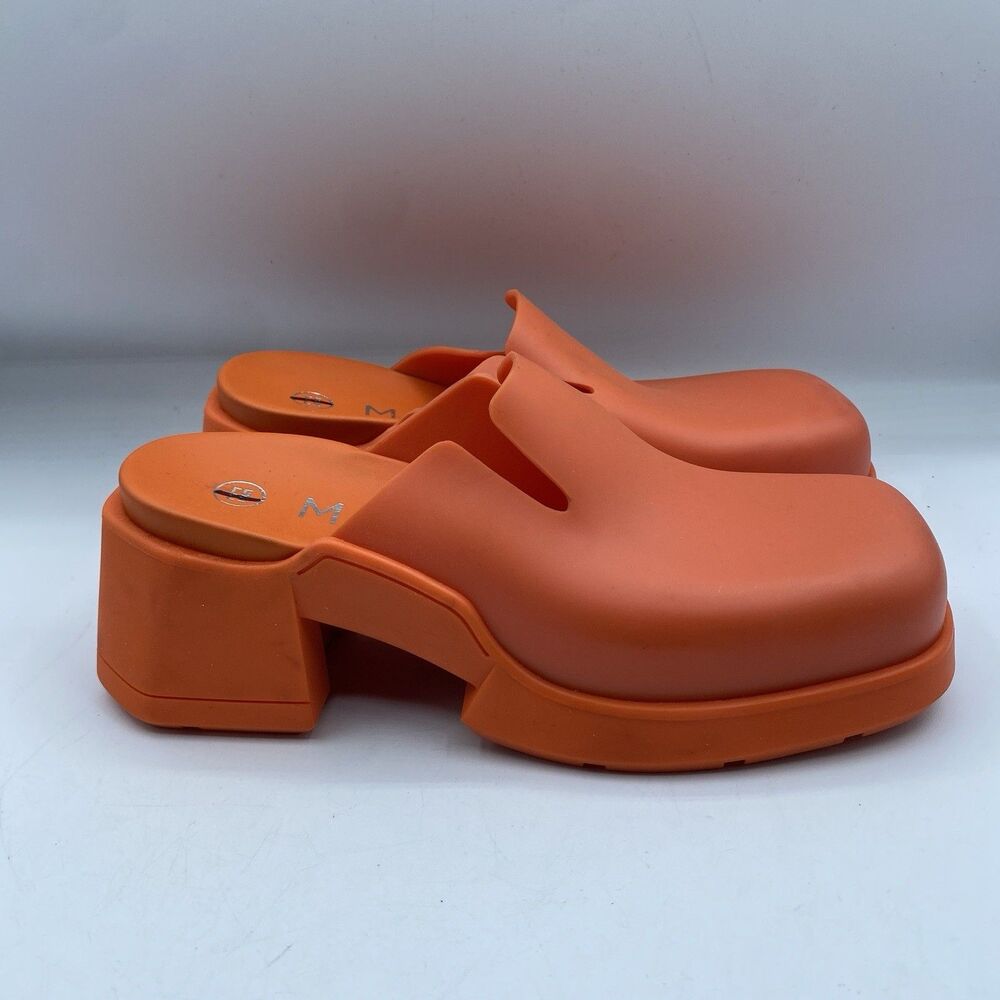 E8 MIISTA Blissa Mules Orange Shoes Womens EU37 US 6.5 Rubber Boho NWOB *Pics